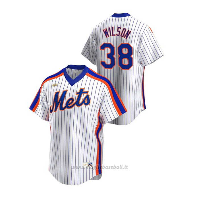 Maglia Baseball Uomo New York Mets Justin Wilson Cooperstown Collection Primera Bianco